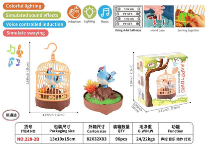 Singing Moving Chirping Beautiful Bird Pet Toy in Cage, Hanging Cage with Music Singing Moving Chirping for Kids for Home Decor/Living Room/Garden (Multicolour)