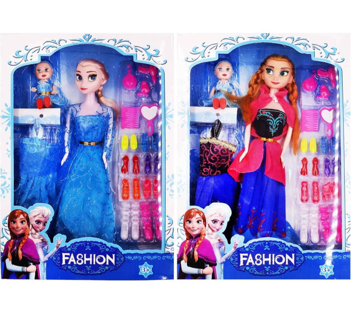 Frozen Doll Beautiful Moveable Arms & Legs Doll Toy for Girls with Dress and Fashion Accessories (Fashion Doll) - Multicolor