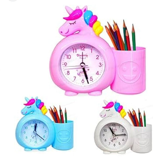 Cute Desk Alarm Clock with Pen Holder for Kids (Multicolor)