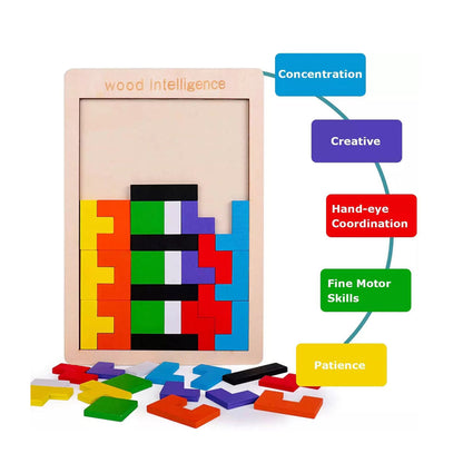 Wood Intelligence Jigsaw Puzzle - Tangram Brain Teaser