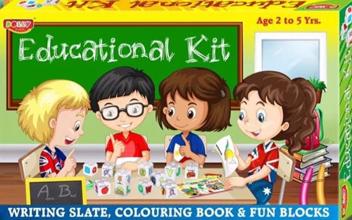 Educational kit with-Writing Slate,Colouring Book & Fun Blocks,Age 2 to 5 Yrs.for Kid(Multi Colour)