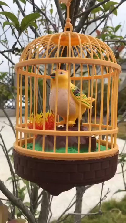 Singing Moving Chirping Beautiful Bird Pet Toy in Cage, Hanging Cage with Music Singing Moving Chirping for Kids for Home Decor/Living Room/Garden (Multicolour)