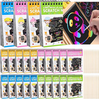 Magical Scratch Book for Kids - Return Gifts Birthday Party for Kids Scratch Sheets - Best Birthday Return Gifts for Kids in Bulk - Magic Drawing Set Painting Activity Book - Scratch Note Book