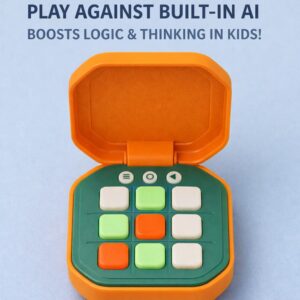 AI Intelligent Tic Tac Toe Game for Kids | Orange Electronic Strategy Board Toy with Cute Monster Design | Smart Learning Game with Sound & Light-Up Buttons | Educational Toy (3+ Years)