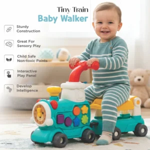 Tiny Train Baby Walker for 9+ Months | 5-in-1 Activity Centre with Piano, Gears & Maze – BIS Approved