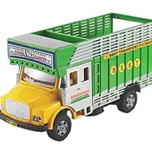 CENTY Toys Public Truck Green- Toy Truck with Tail Lid That Opens - Spare Wheel at Bottom Small Window for Rear View in Driver Cabin Pull Back Action