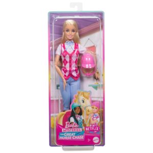 Barbie “Malibu” Doll & Accessories from Mysteries: The Great Horse Chase, Includes Fashion Doll, Removable Riding Outfit & Helmet