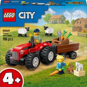 LEGO City Red Farm Tractor with Trailer & Sheep Toy, Playset for Kids 60461 Building Blocks Toys for 4+ Gift for Boys and Girls
