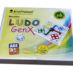Wooden Portable Ludo Board Game for Kids and Adults Table Fun Game | Travel Pouch Included for Pawns and Dice | Made in India