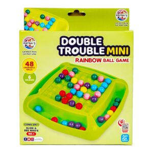 RATNA'S Double Trouble Mini Rainbow Ball Game, 48 Colourful Balls, 6 Colours, Ages 5+, Board Game, Travel & Pocket Game for 2-4 Players