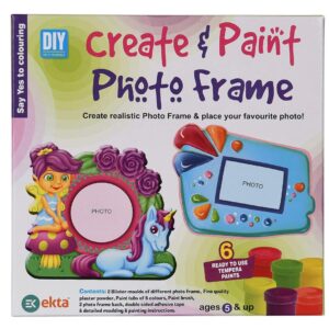 FAMNEST JOYBOX Create & Paint Photo Frame DIY Kit | Fairy & Unicorn Theme Plaster Moulding Craft Set with 6 Colors | 2 Fram Designs | Educational Art Gift for Kids Girls Ages 5+